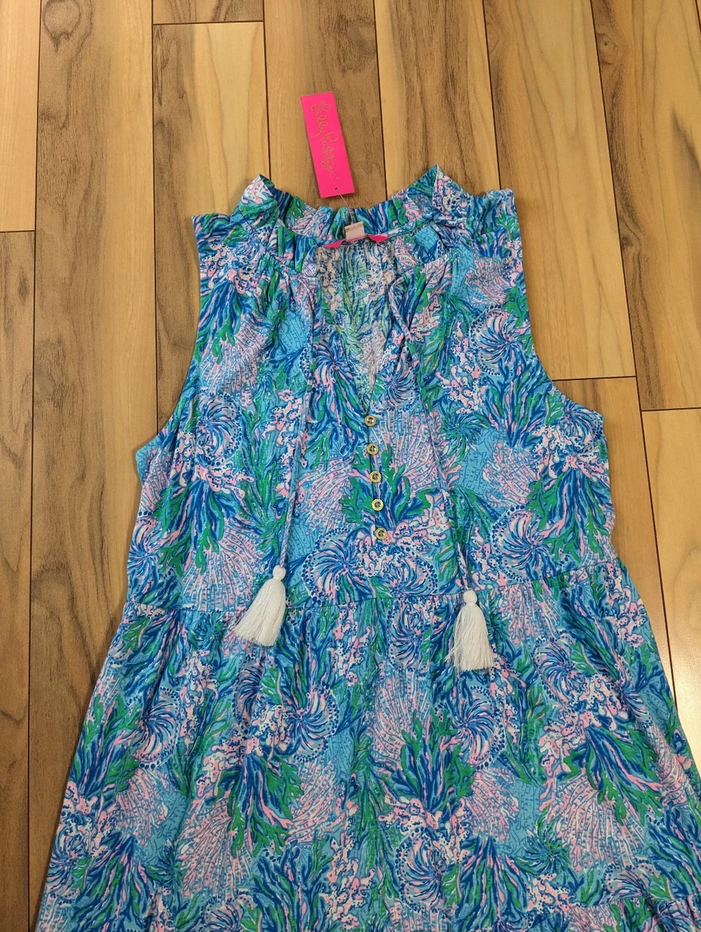 NWT! Lilly Pulitzer Malone Maxi Dress  Las Olas Aqua Strong Current Sea Size L - Picture 2 of 14